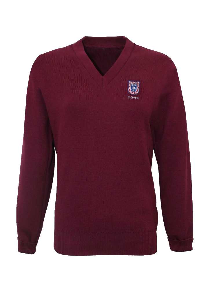 Rotorua Girls High School V Neck Jersey Maroon